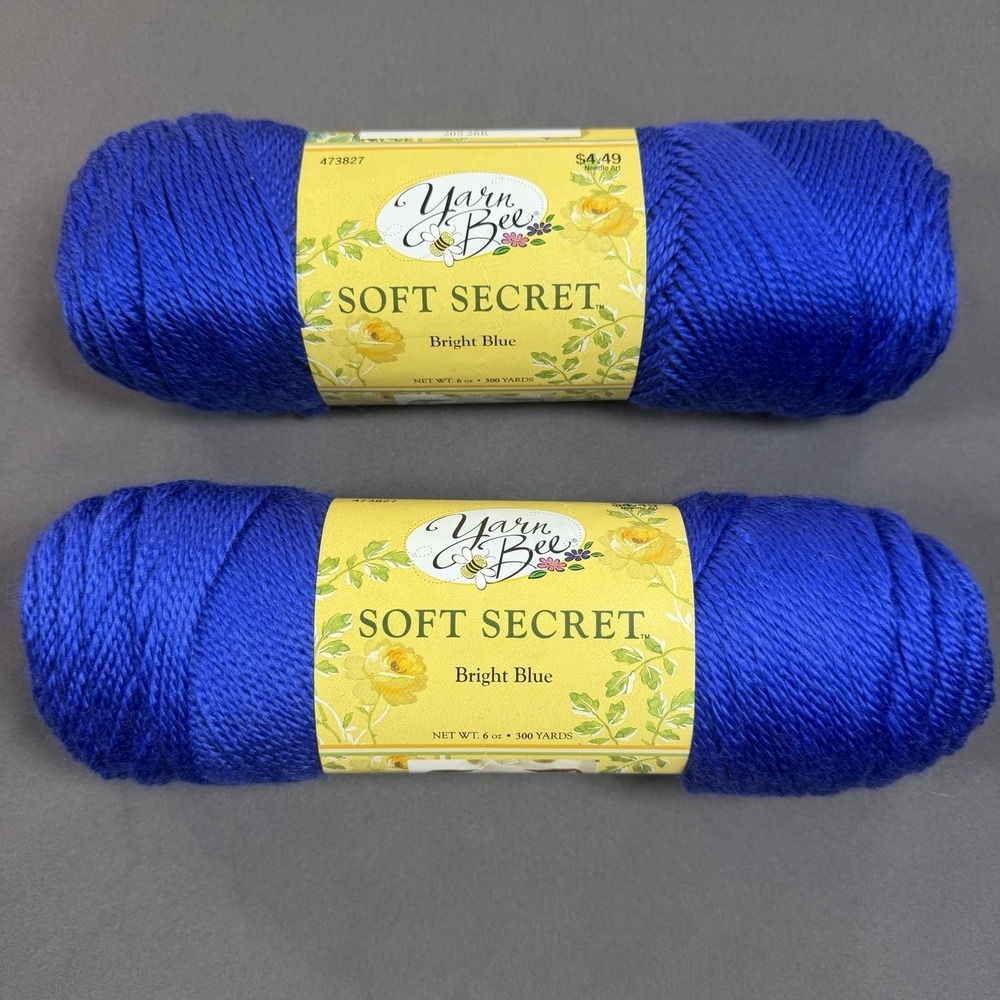 2 Skeins Yarn Bee Soft Secret Color Bright Blue/98 Yarn Lot 5020